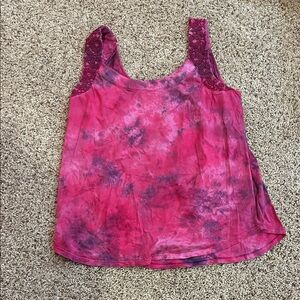 Lord & Taylor Pink and Purple Tie-Dye Tank Top